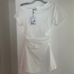 Princess Polly Avriana Off Shoulder T-Shirt Mini Dress White